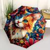 1pc Floral Cat Automatic Folding Umbrella, 8-Rib Sturdy Canopy, Portable Travel Umbrella for Outdoor Use