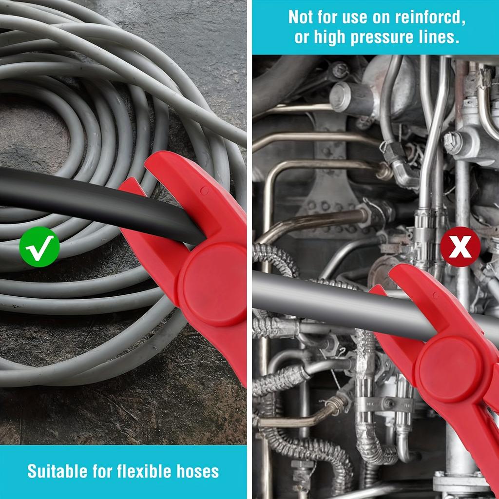 3-Size Heavy-Duty Plastic Hose Clamp Pliers Set with 3-Size Line Pinch Clamps for Automotive Repair - Non-Slip Hose Tightener for Radiator, Brake