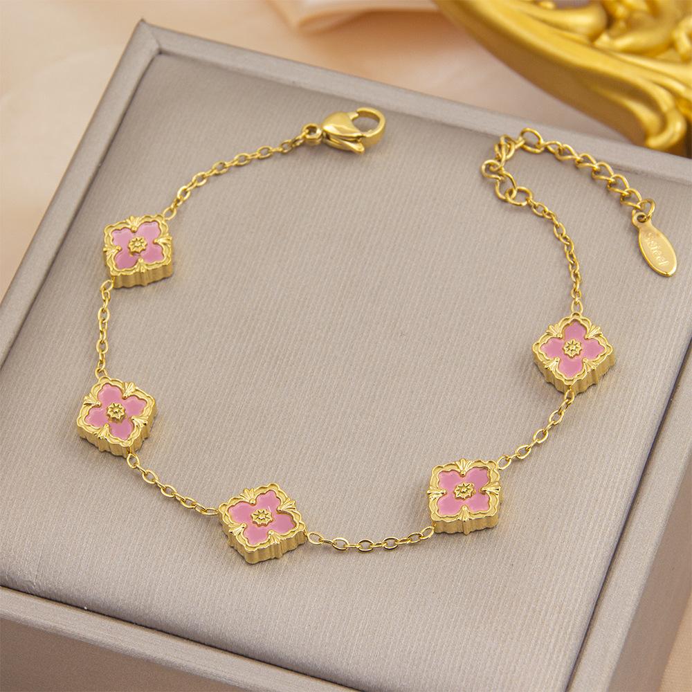 10mm Double-Sided Four-Leaf Clover Bracelet Titanium Steel Does Not Lose Colour Light Luxury Fashion Bracelet