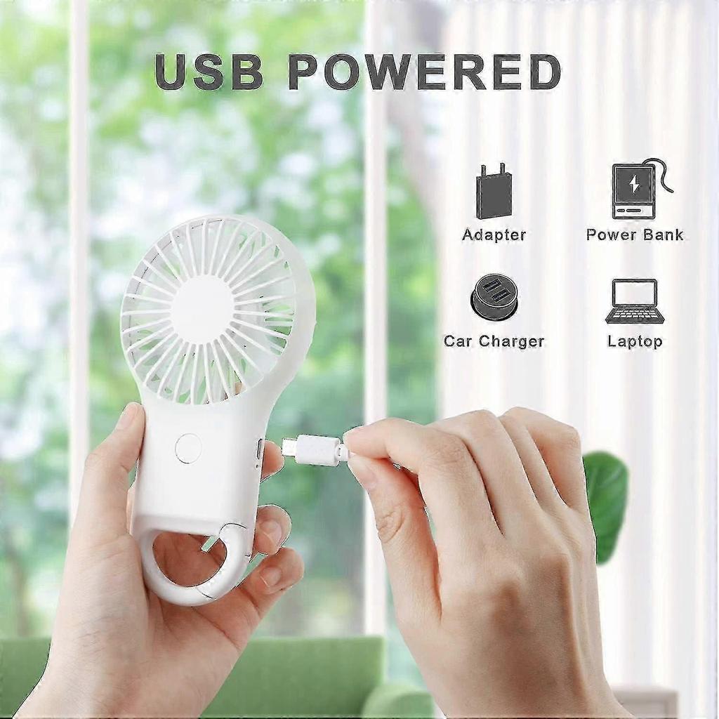 Hand Fan (White) Portable Silent Mini Fan, USB Rechargeable with 2025