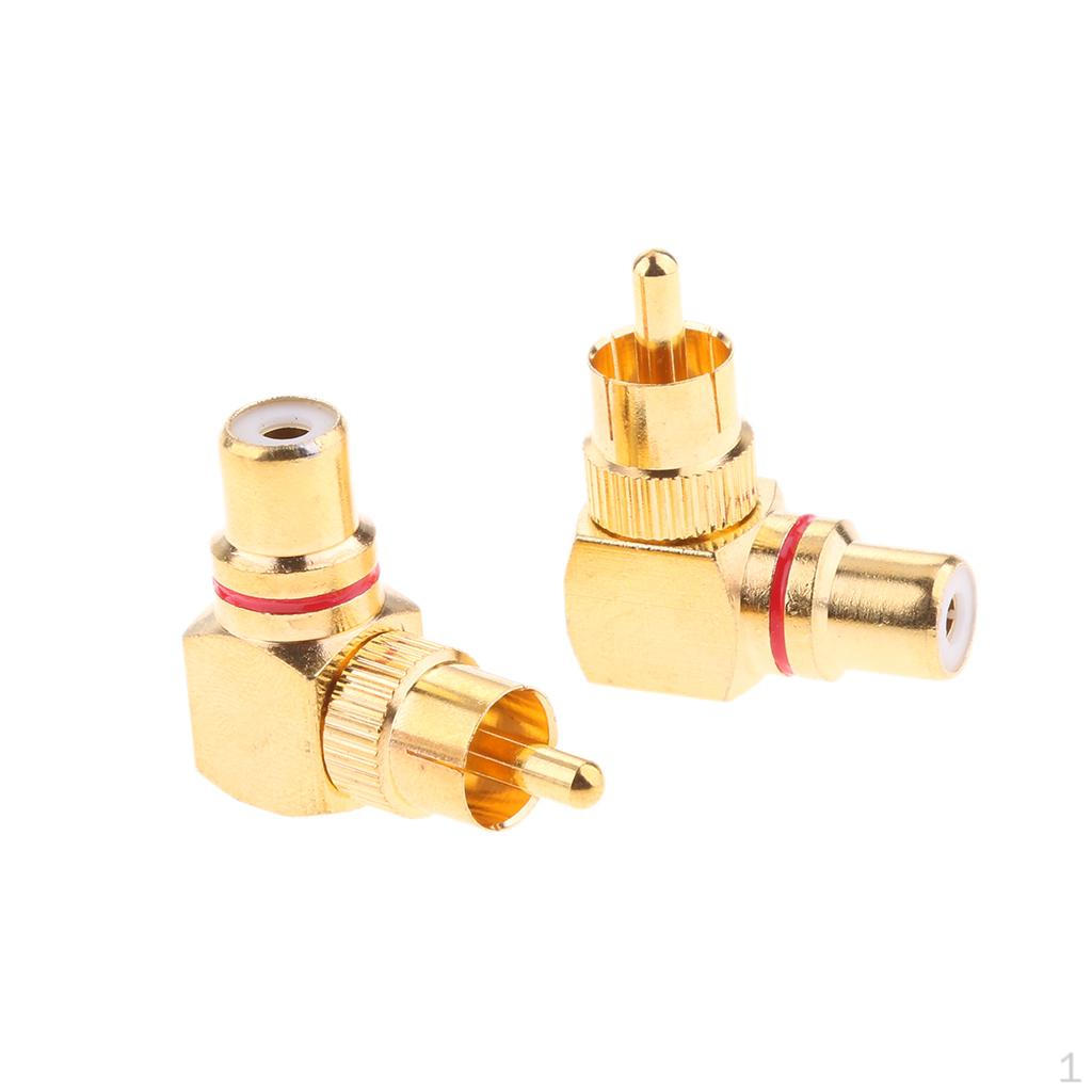 

2x Right Angle RCA Adaptor Plug Male to Female 90 Degrees Gold Plated