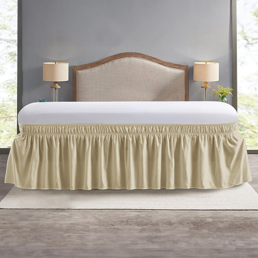Wrap Around Dust Elastic Ruffle Bed Skirt Bedding for King Queen Twin Easy Fit Wrinkle-Free Washable Fade Resistant Home Decor