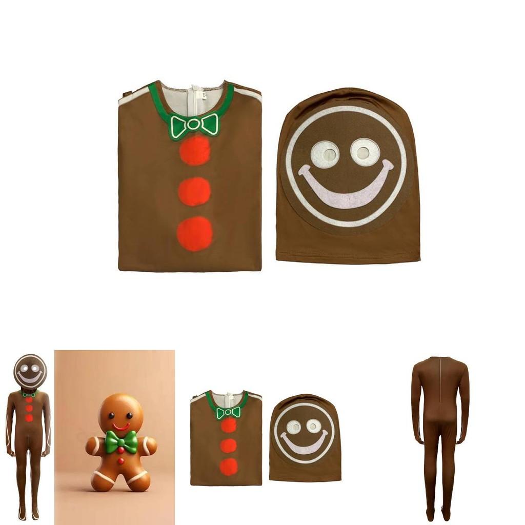 Kids Gingerbread Man Jumpsuit For Christmas Role Play Cosplay Unisex Festive Costume