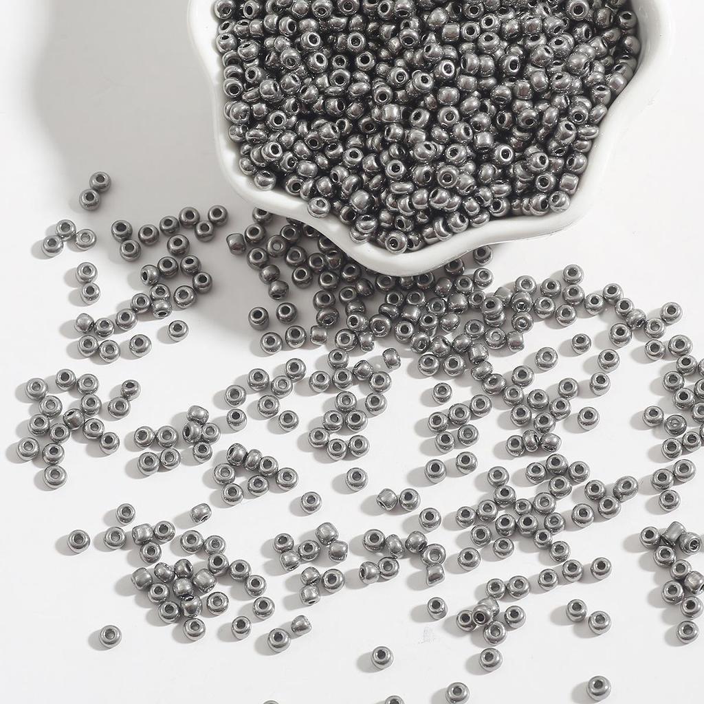 2/3/4mm Metal-Colored Glass Rice Beads for DIY Jewelry Making