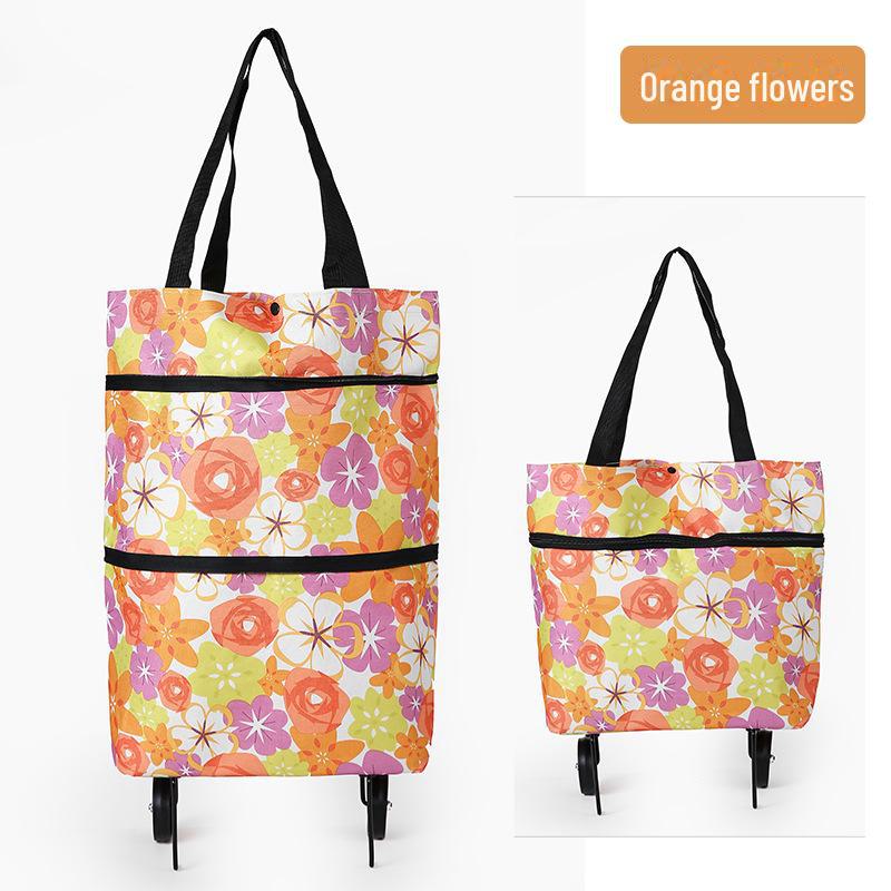 

Портативная складная продуктовая тележка с тележкой для супермаркетов и выдвижными сумками для покупок 15L