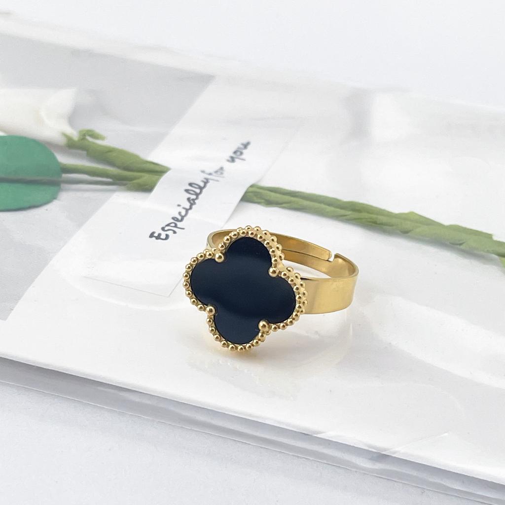 New 15mm Large Fashion Clover Ring Adjustable Opening Ring Simple Personalized Ring