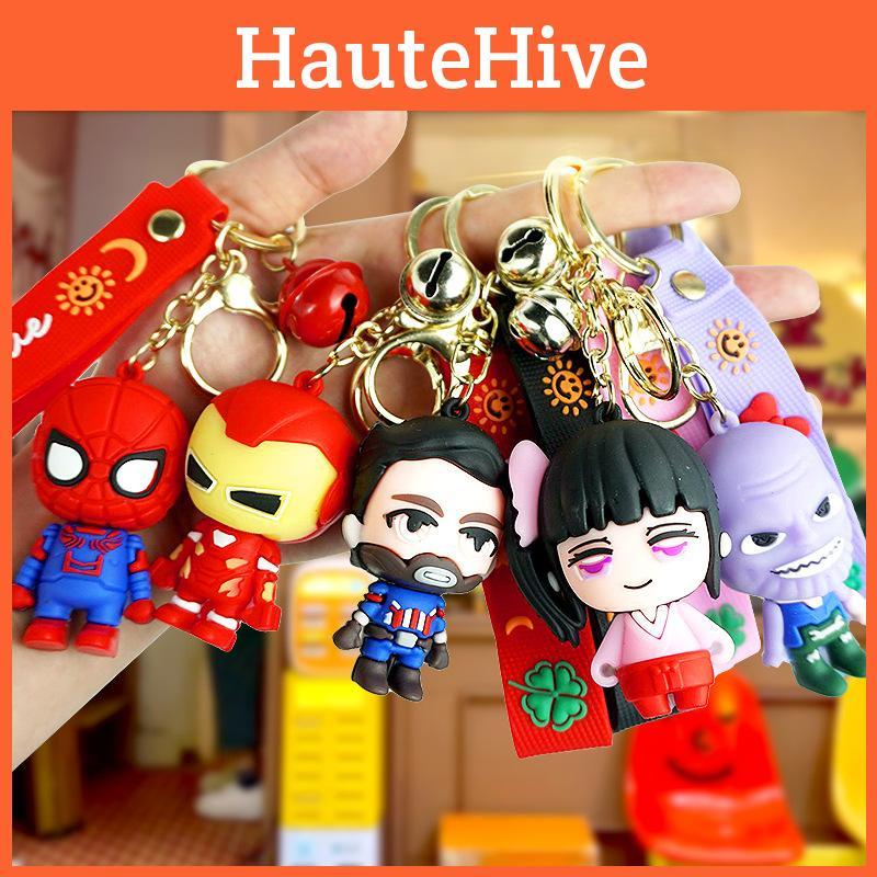 Adorable Marvel Cartoon Spiderman Couple Keychain Rubber Key Accessories