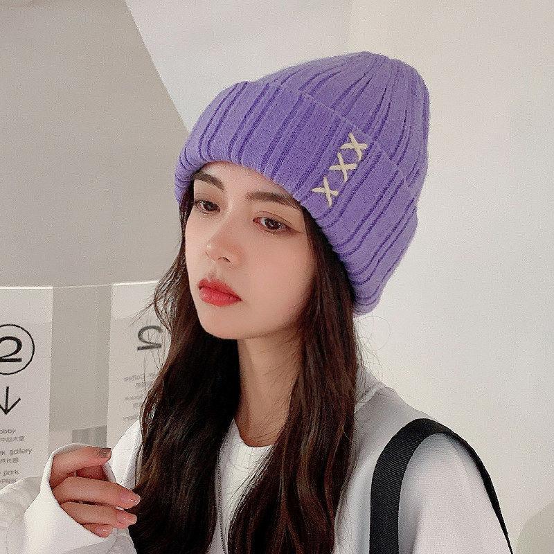 

Базовая шапка ярких цветов, повседневные теплые мягкие вязаные шапки, легкие эластичные шапки с черепом и манжетами для женщин, женская осенне-зимняя шапка ONE SIZE