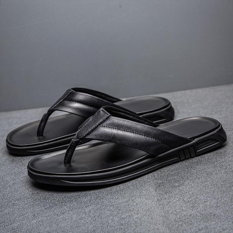 Fashion Men Shoes Summer Men Fashion Trend Flip Flops Home Slippers Non-Slip Beach Sewing Cool Student Clip Outside Slides Luxury Brand