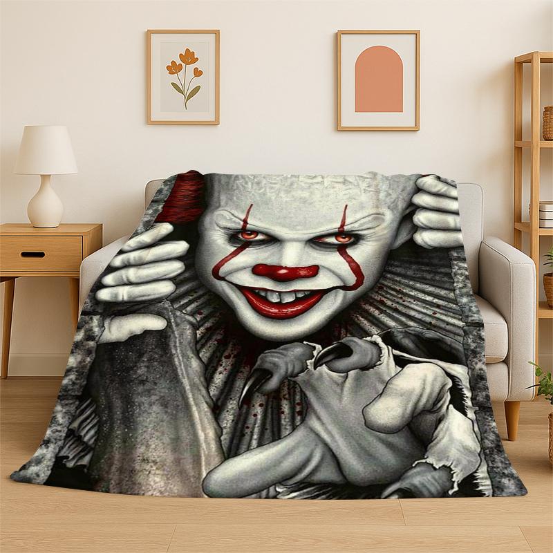 Horror Movie Character Chucky S-Scream Cartoon Flannel Blanket Soft Warm Throw Blanket for Bedroom Living Room Bed Travel Gift