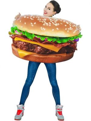 Halloween Adult Men and Women Hamburger Funny Food Carnival Party Costume