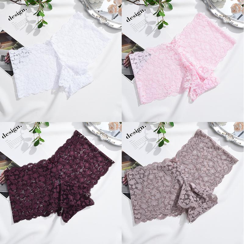 4PCS Lace Panties for Women Floral Hollow Out Boxer Shorts Sexy Underwears Female Intimates Lingerie Transparent Briefs