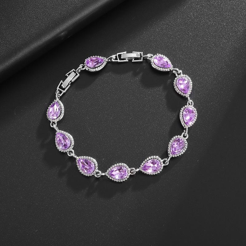 Fashion Trend Women's Simple Inlaid Rainbow Gemstone Bracelet Light Luxury High-end Hand Jewelry