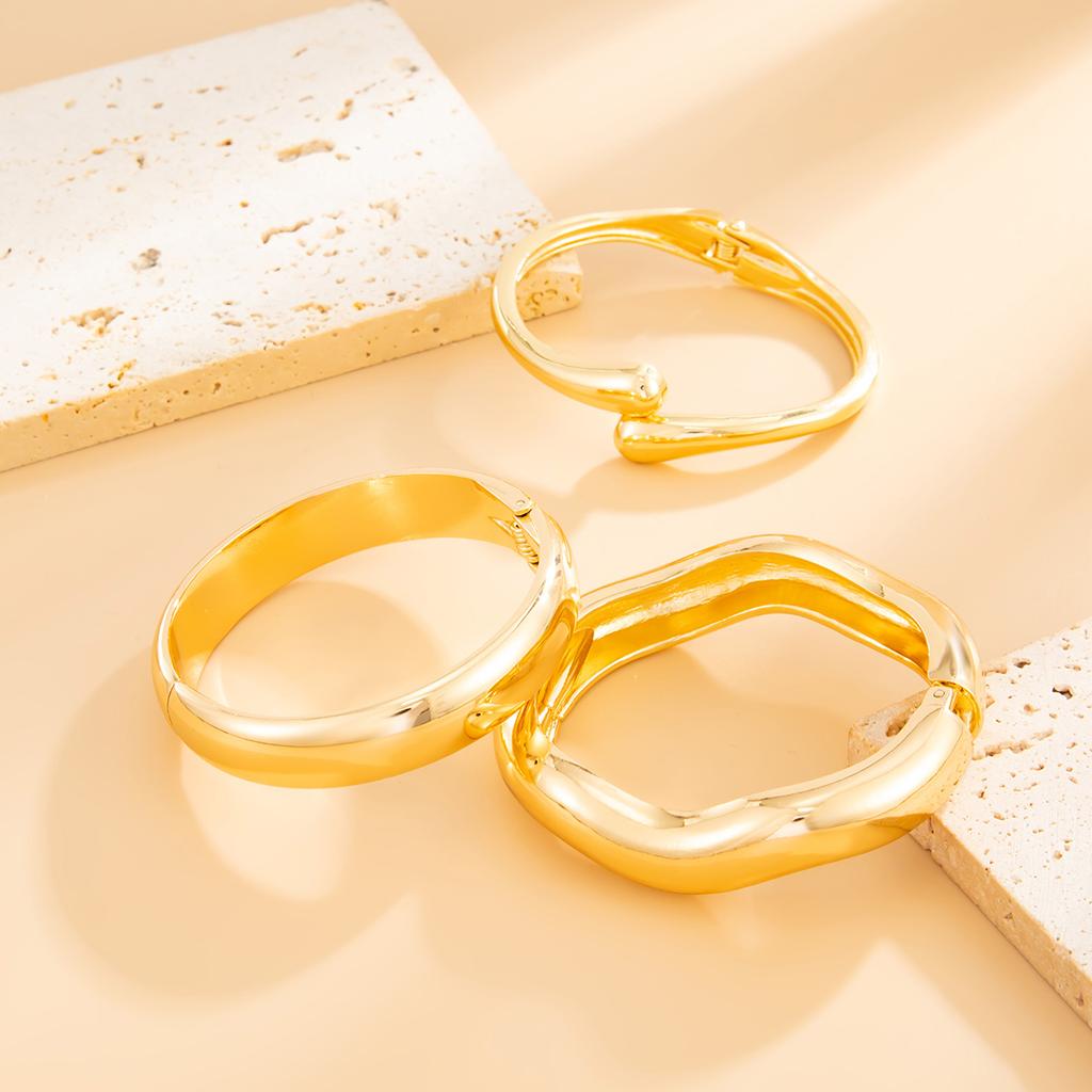 Salircon Hip Hop Exaggerated Wide Cuff Bangle Women Men Vintage Punk Irregular Glossy Gold Color Bracelet Bangles Party Jewelry