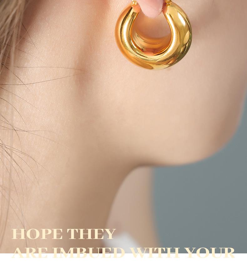 Francuskie Retro Metalowe Tytanowa Stal Nieblaknące Nausznice - Eleganckie, Lekkie Kolczyki dla Kobiet.