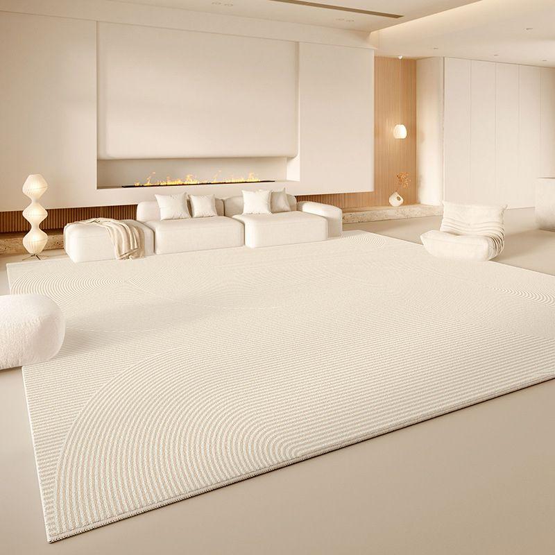 Cream-White Solid-Color Textured Rug—Durable, Machine-Washable Large Living Room Rug, Bedroom Bedside Rug, Home Decor