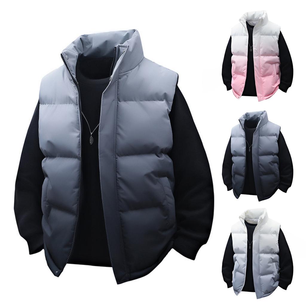 Herren- und Damen-Freizeitweste mit Stehkragen und Farbverlauf. Herren mit Baumwolle Kältefest und Warm Ärmellose Reißverschlussweste