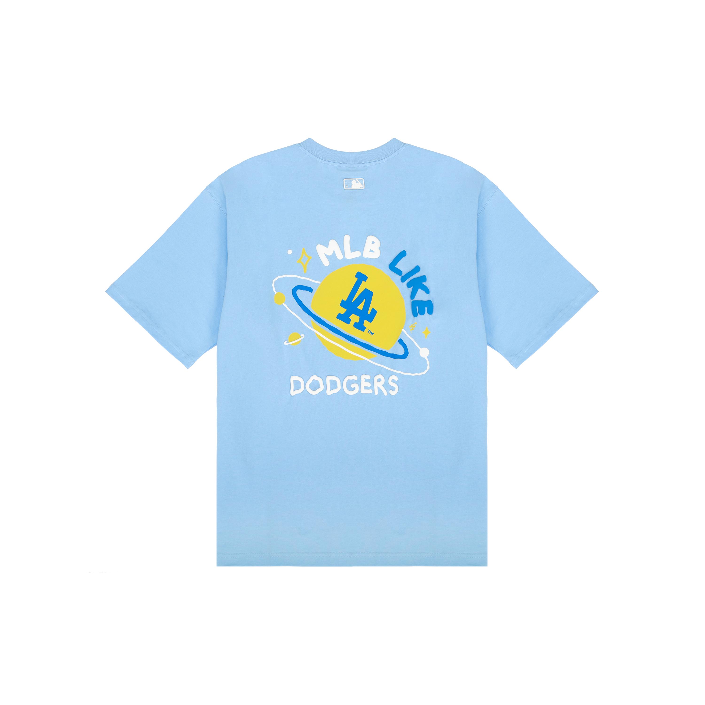 

New MLB Drop Shoulder Sleeve T Shirt Unisex Light Blue 3ATSE1223-07BLL L