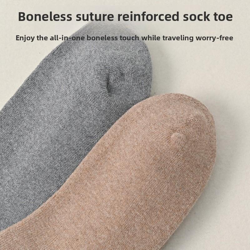 5 Pairs of Men's Winter Solid Color Business Thick Wool Ring Warm Knee Anti Pilling High Socks