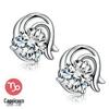 White Copper Silver-Plated Retro Zodiac Stud Earrings with Zircon Stones