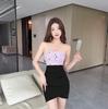 Sexy low-cut one-word collar flower splicing waist-wrapped hip tube top base dress store bouncing women's clothing