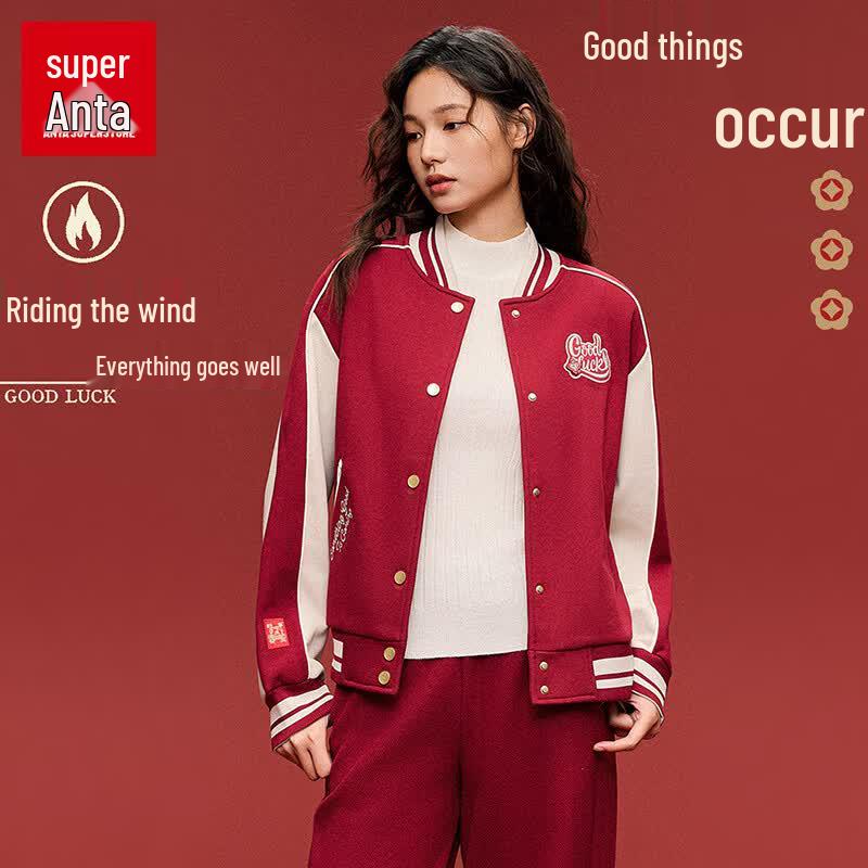 

ANTA Women s Retro Plush Baseball Jacket L