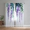 Set Of 2 All Season Wisteria Blue Vine Curtains Polyester Living Room Dining Bedroom Windows Doors Curtain Light Filtering For Sitting Made With Rod