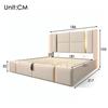 Lit double - MUVOE - 180x200 cm - Fonction USB Type C - Éclairage LED - Rangement sous le lit