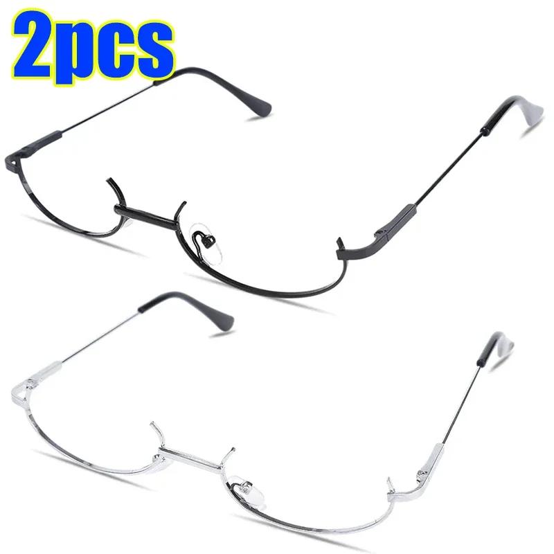 Retro Glasses Metal Frame Half Frame Without Lens Girls Chic Cosplay Party Decoration Glasses Y2K Metal Photography Glasses