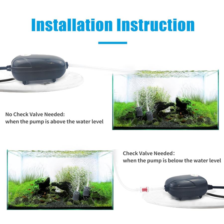 1Set Aquarium Air Pump Fish Tank Mini Compressor Single Double Outlet with Check Valve Tube Aquatic Accessories 220V 3W 5W