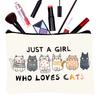 Women Cat Toiletry Bag, Cute Cat Theme Travel Makeup Zipper Pouch, Funny Cat Lover Gift for Daughter Sister Friend