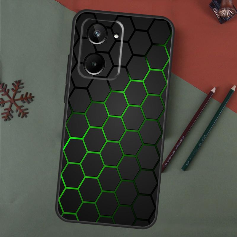 Carbon Fibre Futuristic Neon Case For Realme C75 C65 C67 C71 C63 C61 C55 C51 C53 C35 11 12 13 14 15 Pro Plus GT6 GT7 Pro
