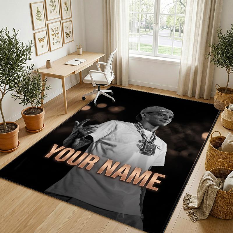 Personalized Crystal Velvet Carpet,Central Cee Custom Printed Name, Plush Area Rug For Home Indoor Decor
