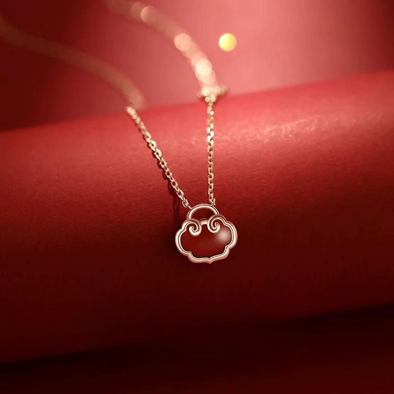 Xiangyun Ruyi Safety Lock Necklace Female Longevity Lock Pendant Mother'S Day Birthday Gift For Mom Premium Durable