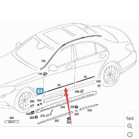 Front Door Trim Bright Strip for Mercedes-Benz S350 W222 (2226908501, 2226908601)