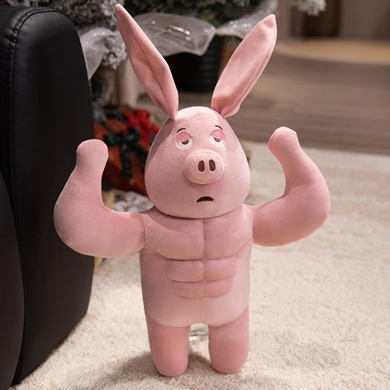 

Новая милая летающая свинья, мускулистая свинья, плюшевая игрушка, кукла, забавная кукла-свинья с прессом, спящая на кровати, подарок 35cm 0.35kg