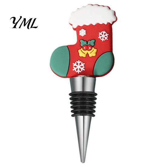 Stainless Steel Wine Stoppers Christmas Bottle Stopper, Reusable Cork, Decorative PVC Cartoon Preservation Tools Toppers Design, Airtight Sealing
