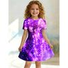 Girl's Purple Shiny Butterfly Print T-shirt Dress, Children's Party Outfit Casual Dress Suitable for Birthday Giving Comfort