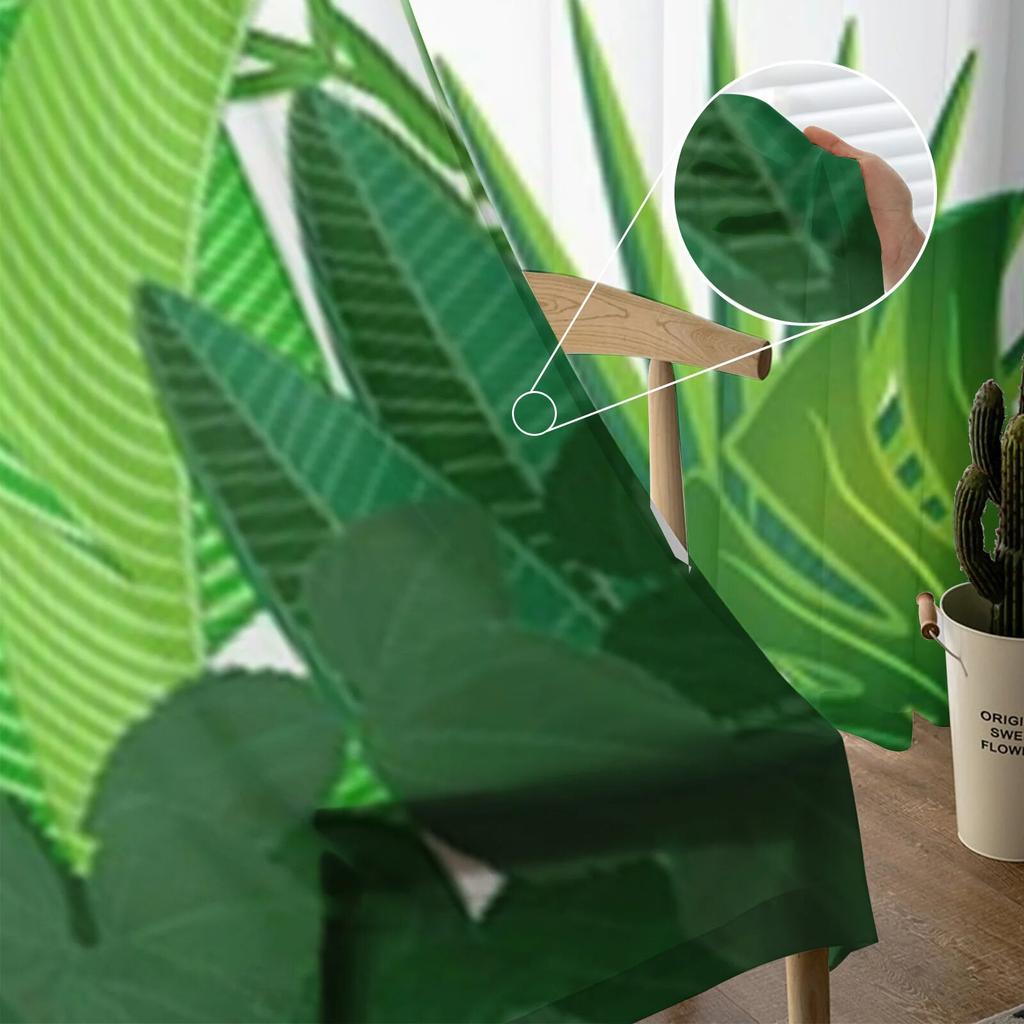 Przezroczyste liście tropikalne zasłony z woalu do sypialni prześwitujące zasłony na okno salonu tiulowe zasłony kuchenne