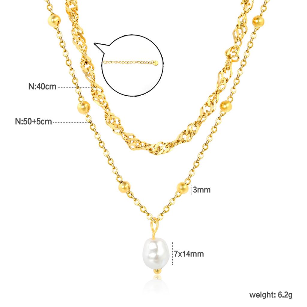 18K simple fashion necklace pearl chain women's simple fashion DIY collarbone chain sweater chain