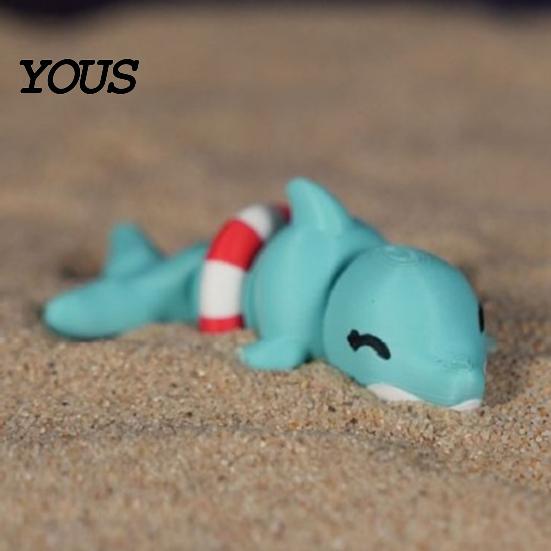 Artikuliertes Delfin-Spielzeug 3D-gedruckte Figur, Schwimmring Fidget Toy, Flexible Gelenke Dekoration für Rucksack Handtasche Geldbörse Anhänger Rucksäcke Anhänger