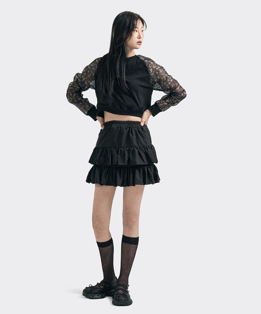 TEENYTIGER Floral Hangeul Jeogori Crop Black