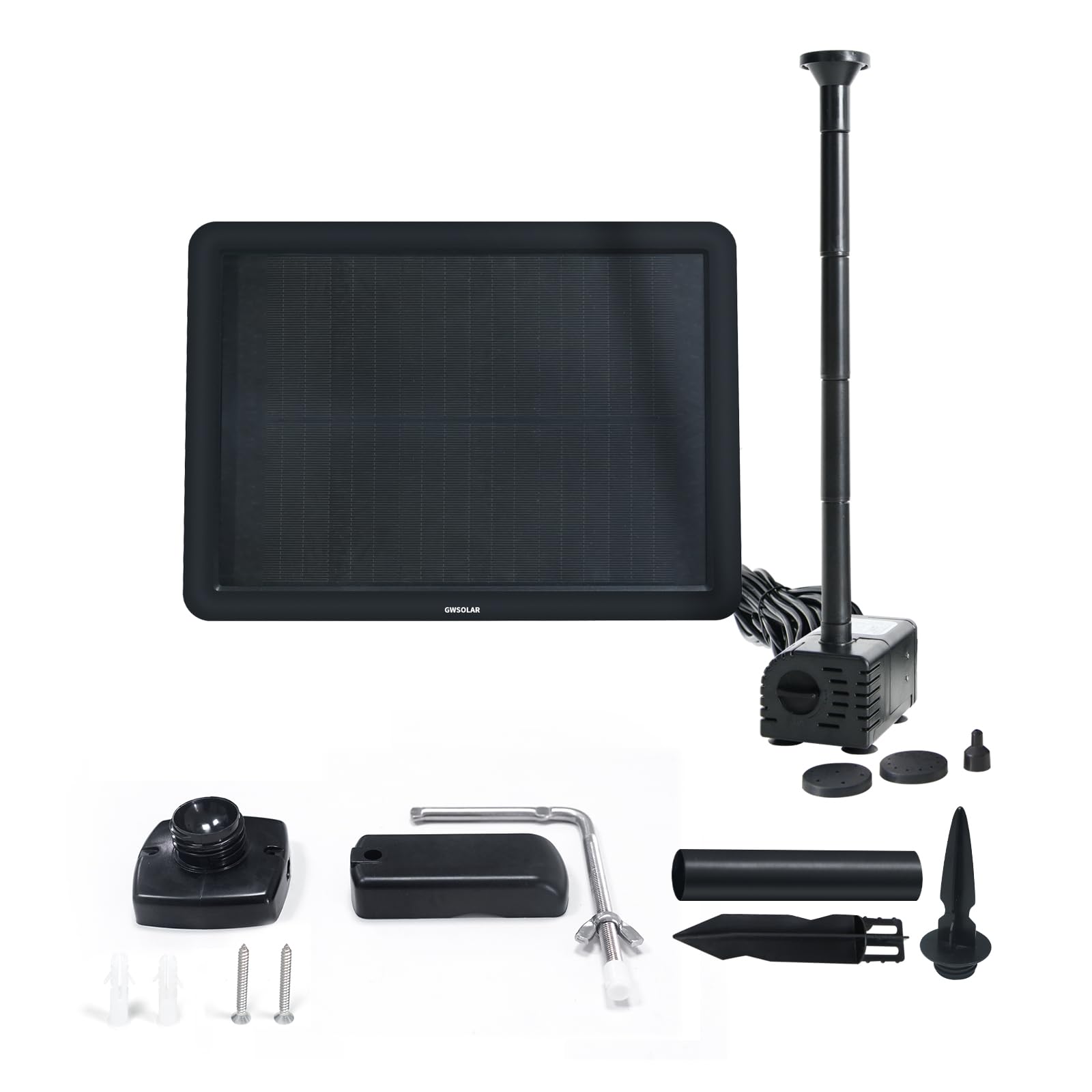 

Great for cloudy days! GWSOLAR Hybrid Smart Solar Pump. Waters for approximately 3 hours after sunset on clear days! [7W solar panel, built-in 8.88W