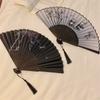 Chinese Folding Fan Hand Fan Decorative Dance Fans with Tassels Wedding Hand Fans Portable Bamboo Fans Wedding Gift for Guests