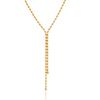 Youthway Fashionable Pearl Fringe Y-Shaped Chain Necklace Stainless Steel  Gold Color-Plated Women'S Necklace