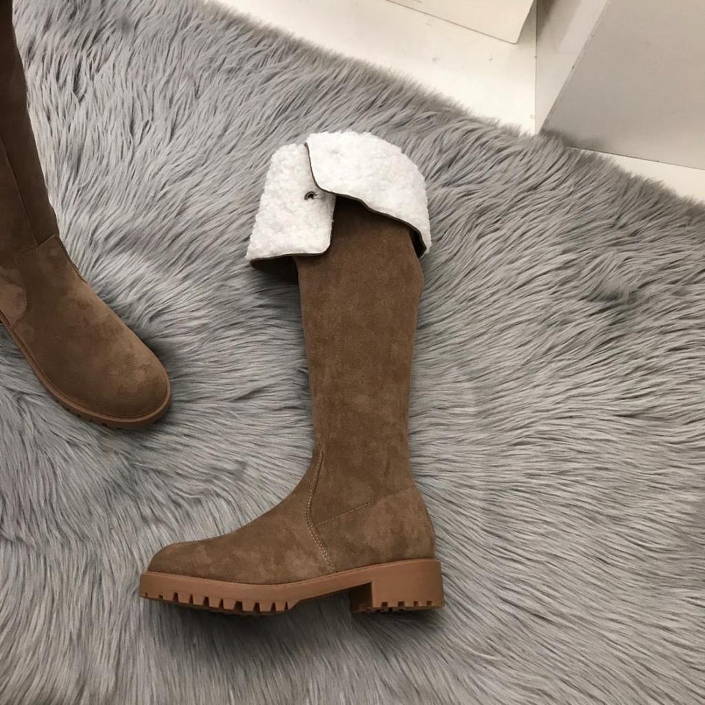 Women's Over-the-Knee High-Tube Cotton Boots with Fleece Lining and Thick Soles for Autumn and Winter