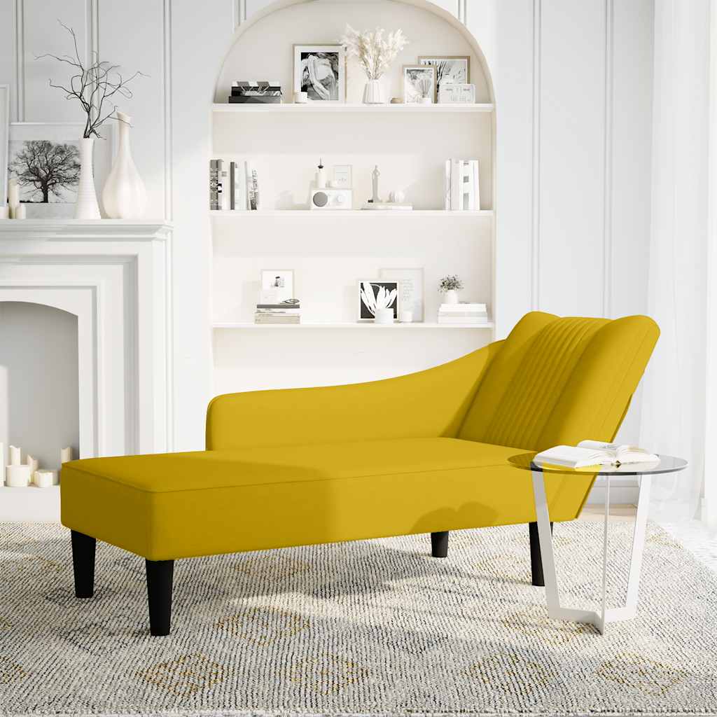 Vidaxl Chaise Longue With Right Armrest, Yellow , Velvety