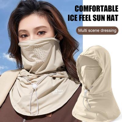 Cappello con protezione solare, scaldacollo UPF 50+, traspirante e rinfrescante, ghiaccio