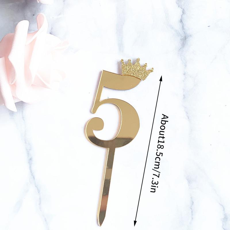 INS 0-9 Number Acrylic Mirror Cake Toppers For Kids Adults Birthday Party Supplies Wedding Anniversary Days Cake Decorations