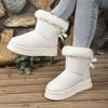 Große Größe Winter Plüsch Warm Dick Sohlige Schneestiefel Damen Dicke Zwischensohle Schleife Verziert Knöchelhohe Stiefel Baumwollstiefel mit Wildledersohle